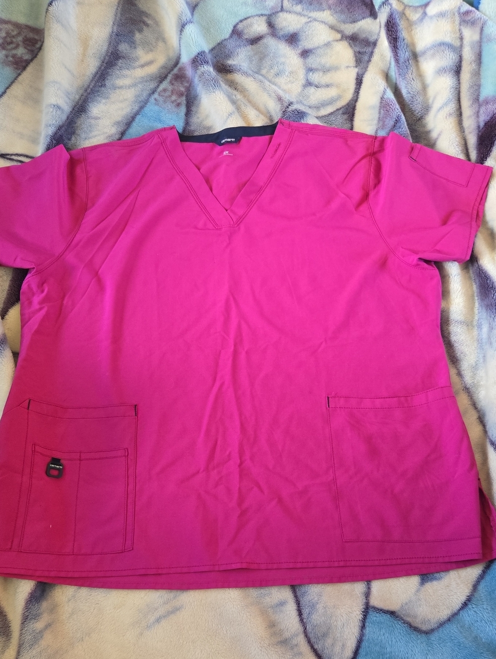 Carhartt Women's V-Neck Scrub Top in Hot Pink